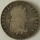 CROWNS 1662  CHARLES II 1ST BUST. ROSE BELOW. XV NF