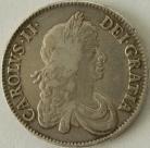 CROWNS 1671  CHARLES II 2ND BUST. TERTIO. R OVER B IN FRA. BULL 385. RARE NVF