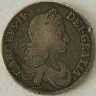 CROWNS 1671  CHARLES II 2ND BUST TERTIO. ET OVER FR. BULL 384. VERY RARE. F