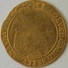 HAMMERED GOLD 1605 -1606 JAMES I UNITE. 2ND COINAGE. 4TH BUST. MM ROSE. GF/NVF