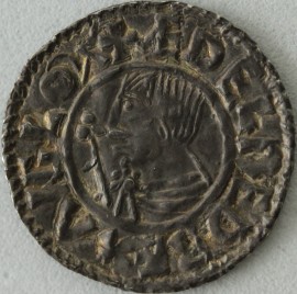 ANGLO SAXON-LATE PERIOD 978 -1016 AETHELRED II PENNY. SMALL CRUX TYPE. LONDON MINT. AELFNOTH. REVERSE. AELFNOD M-O LVND. C.R.U.X IN QUARTERS OF VOIDED CROSS. NEF