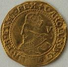 HAMMERED GOLD 1625 -1626 CHARLES I GOLD CROWN. GR.A. 1ST BUST IN CORONATION ROBES. DOUBLE ARCHED CROWN. REVERSE. CROWNED SQUARE TOPPED SHIELD. MM LIS VF