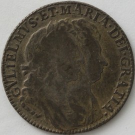 SHILLINGS 1693  WILLIAM & MARY 3 OVER INVERTED 9 NVF