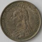 SIXPENCES 1887  VICTORIA JUBILEE HEAD WITHDRAWN R OVER I IN VIC RARE UNC.T.