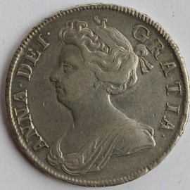 HALF CROWNS 1708  ANNE PLAIN SEPTIMO  GVF