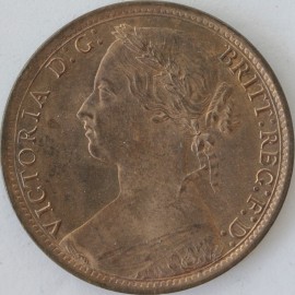 PENNIES 1878  VICTORIA F94 VERY SCARCE WITH SOME LUSTRE AND LIGHT STREAKY TONING ON OBV.      UNC