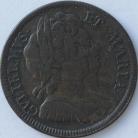 HALFPENCE 1694  WILLIAM & MARY PROOF ISSUE. NO STOP AFTER BRITANNIA P612 VERY RARE GVF