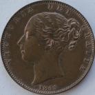 FARTHINGS 1845  VICTORIA SCARCE PATCHY TONE UNC 