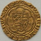 HAMMERED GOLD 1361 -1369 EDWARD III QUARTER NOBLE TREATY PERIOD ANNULET BEFORE EDWARD REVERSE LIS IN CENTRE A PLEASING EXAMPLE MM CROSS POTENT (5) NEF
