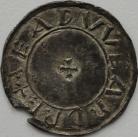 KINGS OF WESSEX 899 -924 EDWARD THE ELDER PENNY. Two Line Type. Cunulf. Trefoils above and below. Small chip. Scarce. EF